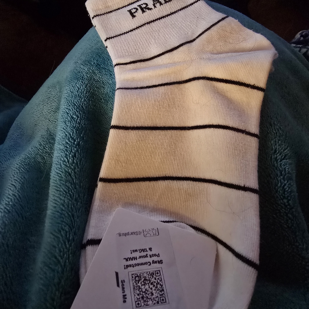 Prada White Socks with Black Stripes